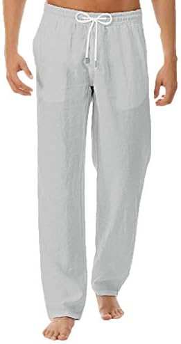 מכנסי טרנינג לגברים קיץ מכנסי כותנה ופשתן טהורים פשוטים ואופנתיים מכנסיים ארוכים