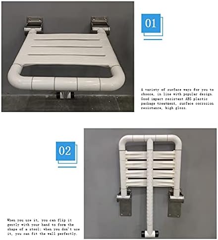 כיסא קיר בטיחות לקשישים בשירותים, מושב רחצה ללא מכשולים לנכים, שרפרף מתקפל לאמבטיה שרפרף מקלחת קיר, נירוסטה + פלסטיק