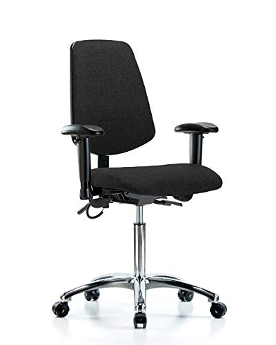 לבטק ישיבה סגן 41099 כיסא ספסל בד בינוני בסיס כרום אחורי בינוני, הטיה, זרועות, גלגלים, שחור