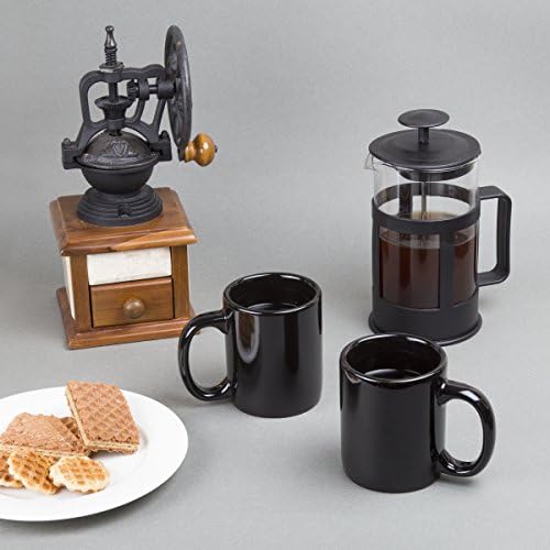 סט בית יצירתי של 6 חתיכות 12 עוז. קרמיקה קפה ספל תה כוס לארוחת בוקר קפה מיץ חם תה, 3.2 קוטר. 3.8 ח, שחור