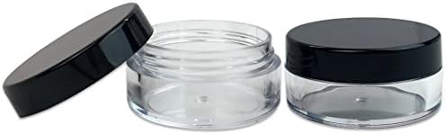 קופצה 10 גרם/10 מל צנצנות ברורות עגולות עם מכסים שחורים לשפשפים, שמנים, מלחים, קרמים, קרמים - BPA בחינם