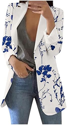 פאב מפואר בלייזר נשים אביב שרוול ארוך שרוול ארוך פתוח פוליאסטר לבוש חיצוני דו -אטום פרח אטום לרוח מעילים רזים