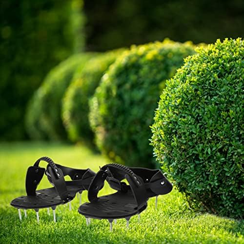 סנדלי יארדווה נעלי אוורור דשא עם רצועות מתכווננות נעלי אוורור דשא אדמת חצר אוורור כלי לאוורור פטיו גן כלים שחורים