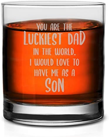 Veracco אתה האבא המאושר ביותר בעולם הייתי שמח שיהיה לי כבן - ויסקי זכוכית - מתנות ליום הולדת מצחיקות אבות