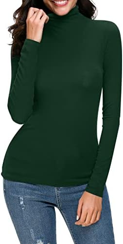 נשים מקרית מוצק ארוך שרוול מוק גולף חולצה חולצות בכושר רזה נמתח שכבה טי חולצות נקבה חולצה