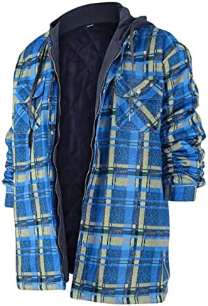 מעילי חורף של Uofoco לגברים, רוכסן מעיל פלנל ז'קט מרופד מעילי חולצה מעילים מעיל קפוצ'ון פלנל חולצות סתיו