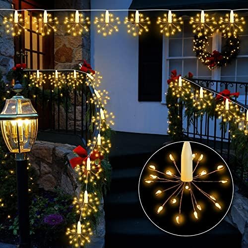 10 חתיכות המופעלות על סוללות אורות כוכבי חג המולד, 150 LED 8 פונקציות נצנוץ אורות זיקוקין לעצי חיצים מקורה קישוטים לחג המולד