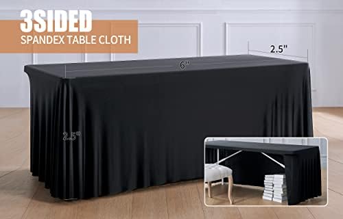 Spandex 6ft Table Cover 4pack, מצויד בפתות מלבניות מלבניות קמטים עמידה בבד נמתח לאירוע אירועי מסיבות