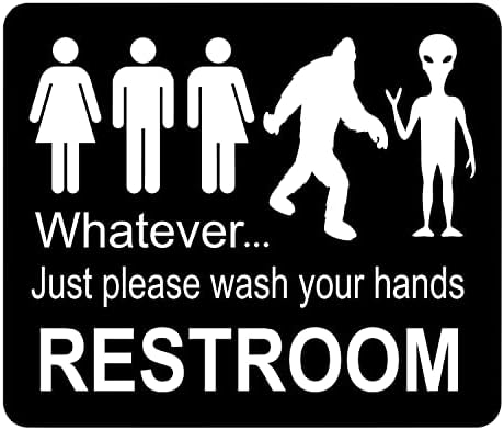 פשוט אנא שטפו את הידיים שלט חייזר גדול - שלט כולל - דלת אמבטיה - שלטים מצחיקים - עיצוב קיר אמבטיה - שירותים