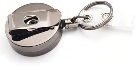 2 חבילה כבד החובה נשלף תג מחזיק סליל, יהיה גם מתכת מזהה תג מחזיק עם חגורת קליפ מפתח טבעת עבור שם כרטיס מחזיק מפתחות
