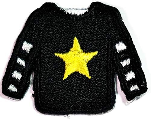 פריטה סוודר חולצה שחורה קטנה מאוד עם כוכב קריקטורה ילדים ילדים טלאים טלאים מלאכתיות DIY פרויקטים מבד אמנות רקמה רקמה