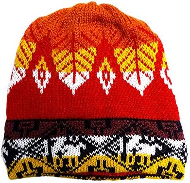 צבעוני שבטי עלה דפוס רך לסרוג כפת כובע יוניסקס חורף אופנה בעבודת יד מתנות בוהו אתני אבזרים