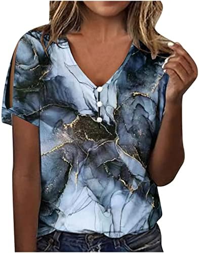 נשים חולצות שרוול קצר חולצה עם הדפס פרחוני חולצה הנלי חולצות חידוש חמוד טיז מקרית חולצות קיץ רופפות רכות ונוחות