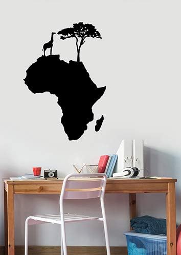אפריקה מפת צללית ויניל קיר מדבקות ג ' ירפה עץ בעלי החיים מדבקת סוואנה אמנות גאוגרפיה קישוטים לבית סלון חדר שינה דקור
