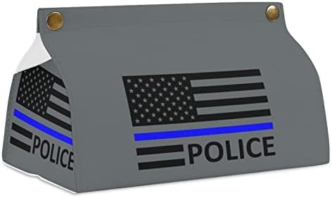 ארהב קו כחול דגל משטרת עור פו עור רקמות מחזיק תיק אחסון מגבת נייר לחדר שינה ביתי משרד