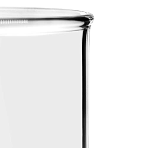 כוס, 100 מיליליטר - טופס גבוה עם זרבובית-לבן, 10 מיליליטר סיום לימודים-בורוסיליקט 3.3 זכוכית-מעבדות אייסקו