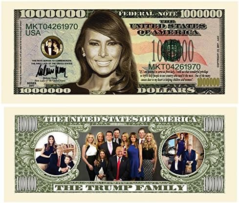 קלאסיקות אמנות אמריקאיות מלניה טראמפ - הגברת הראשונה - שטר של משפחת ראשונה של מיליון דולר במחזיק מטבע אספני - המתנה