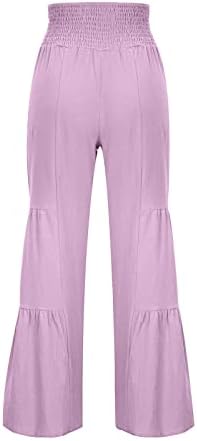 נשים של כותנה פשתן שכבות מכנסיים 2023 מזדמן מוצק עניבת מותניים פאלאצו רחב רגל רופף מכנסיים עם כיסים