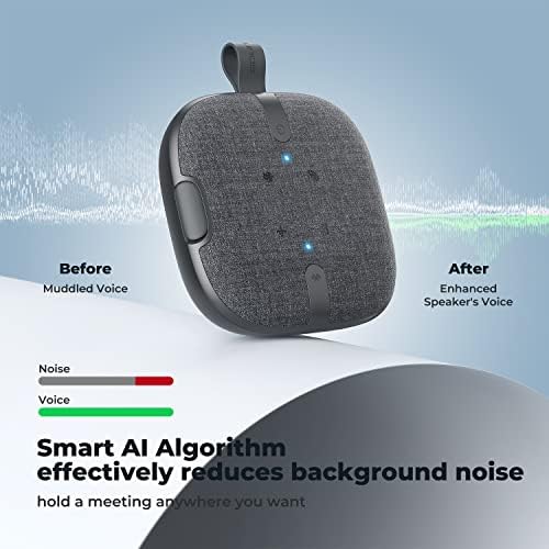 SoundPeats Purevoice Bluetooth רמקול עם 4 מיקרופונים, דיבור AI ביטול רעש חכם, שיפור איסוף קולי, Bluetooth 5.1 רמקול ועידה,