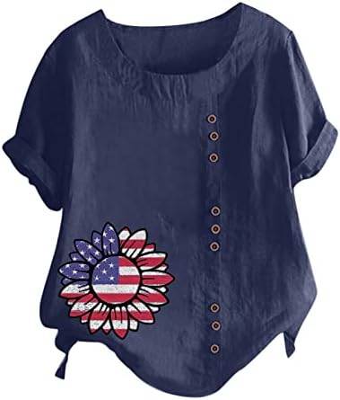4 ביולי חולצות טריקו לנשים חולצות טוניקה עם שרוול קצר פסים בדגל אמריקאי חולצות טוניקה חולצה פטריוטית
