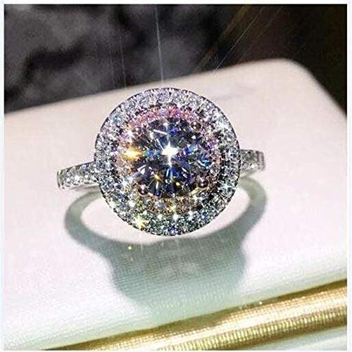 925 מכסף עגול עגול ספיר טבעת ספירה כלה אירוסין לחתונה תכשיטים משובחים