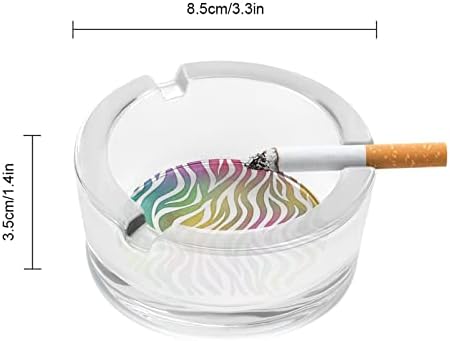 דפוס זברה קשת מחזיק מאפרות מזכוכית עגולה לסיגריות מארז מגש אפר מעשן חמוד