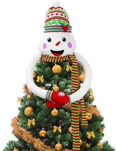עץ חג המולד של Pretyzoom טופר שלג חיבוק עם צעיף כובע וזרועות נראות לחג המולד חג החורף של קישוט קישוט לקישוט ארץ הפלאות