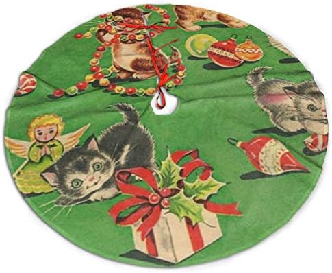 Lveshop Candy Candy חתול חג המולד עץ חג המולד חצאית יוקרה עגול מקורה מחצלת חיצונית כפרי חג המולד עץ עץ קישוטי חג （30 /36