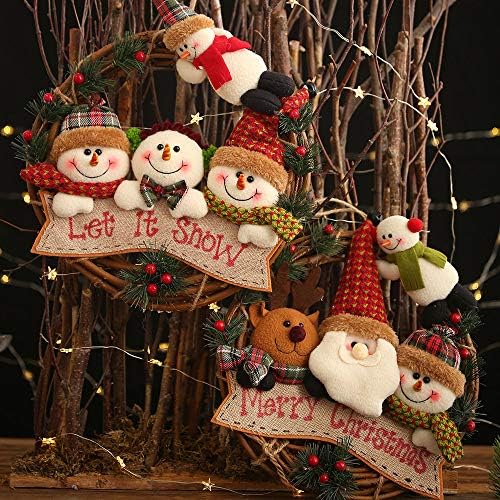 זר חג המולד, איש שלג לחג המולד חמוד, איילים עם קישוט חלון תליון תליון רומנטי לתליון לעץ חג המולד של דלת הכניסה עץ חג