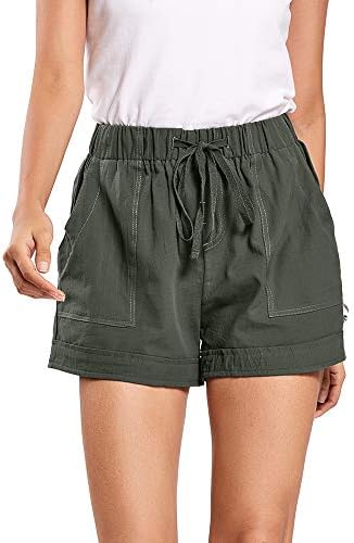 GDDXLM מכנסיים קצרים מזדמנים של קיץ נשים עם כיסים מותניים אלסטיים מכנסיים קצרים קלים משקל משובח מכה מותניים גבוהים