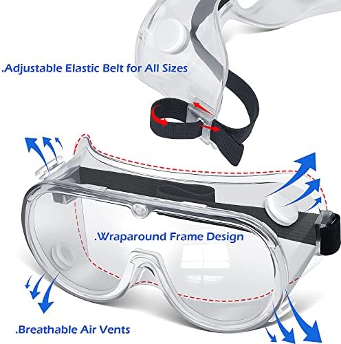 משקפי בטיחות אנטי-ערפל של OXG מעל משקפי ראייה, משקפי בטיחות מגנים ANSI Z87.1 משקפי מעבדה נשים נשים