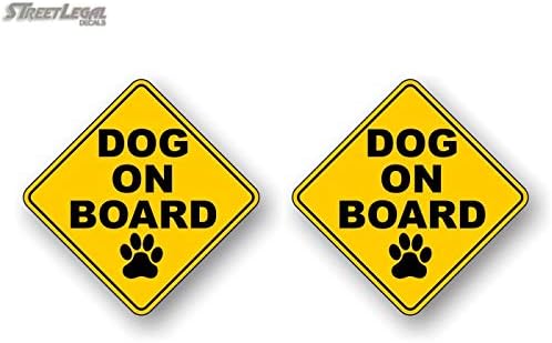 5.25 כלב על מדבקות מדבקות רכב יהלום צהוב שלט בטיחות רכב הדפסת כפה כלב על סיפון מיניוואן רכב שטח מדבקות ויניל 5.25