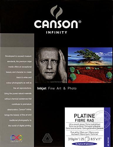 קנסון אינפיניטי פלטין סיבי סיב נייר אמנות לאמנות, 310 גרם, 8.5 x 11 אינץ ', 25 גיליונות
