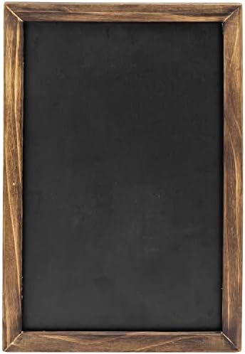 MyGift 14 אינץ 'עומד על שלט לוח גיר גיר - מסגרת עץ שרופה כפרי ולוח תזכיר שולחן שולחן שחור - אירוע, קמעונאות ועיצוב בית