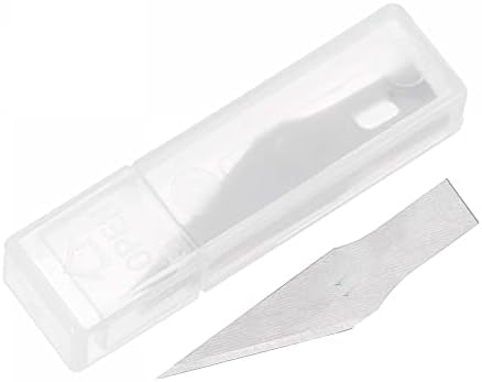 UXCell 10 pcs 37x21.5 ממ להבי סכין מלאכה, להבי תחביב מהיר פלדה להביי החלפת להבים להביי כלים גילוף עם מארז אחסון