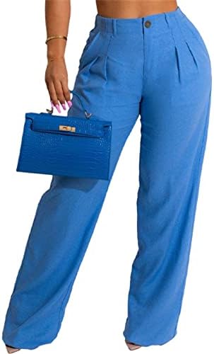 מכנסי עבודה לנשים - מכנסי מכנסי מכנסיים ארוכים מזדמנים עם רגל ישרה ברגליים.