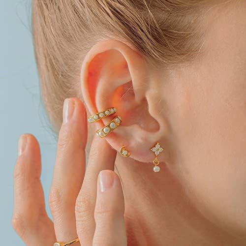 עגילי שרוול אובידוס לנשים אזיקי אוזניים מצופים זהב 14 קראט לאוזניים ללא פירסינג עגילי סחוס
