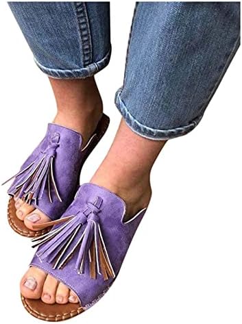 נעלי בית לנשים ציצה וינטג 'סנדלים שטוחים