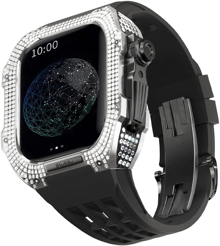 ערכת שינוי שעון שעון, ערכת רצועת שעון יוקרה עבור Apple Watch 8 Ultra 45 ממ מארז טיטניום רצועת ויטון יוקרה עבור IWatch 7 8