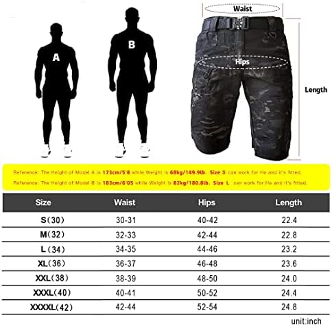 מכנסיים קצרים טקטיים אטומים למים של Autiwitua מכנסיים קצרים מטען חיצוניים, קל משקל מהיר לייבוש טיולים רגליים מכנסיים