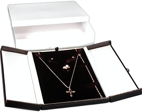 3 שרשרת טבעת עגיל קופסאות תכשיטים משולבות לבנות שחורות
