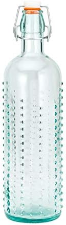 ירוק בהיר עם גימור מרקם 12 & מגבר; 34 עוז זכוכית ממוחזרת כלי שתייה, סט של 6 כוסות & מגבר; בקבוק