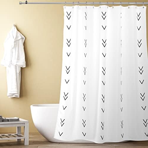 וילון מקלחת של חץ שנה בוהו 72 x 72 - מופשט שחור לבן מינימליסטי עיצוב - בד אטום למים - לכל חדר אמבטיה של שבטי שבטי