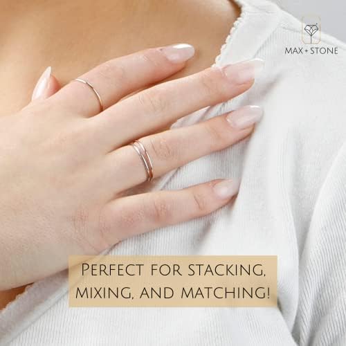 טבעת טבעת נישואין מזהב 14 קראט לנשים בזהב ורוד, זהב לבן, זהב צהוב רצועת ערימה דקה 1 מ מ בגודל 4.5 עד 10 על ידי