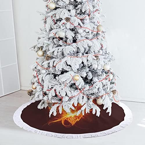 חצאית עץ חג המולד של ראש האש לקישוטים למסיבות חג עם תחרה ציצית