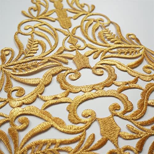 PDGJG גדול רטרו רקמת זהב רשת פרח אפליקציה תפור תיקון ברזל שמלת כלה שמלת מסיבת כלות