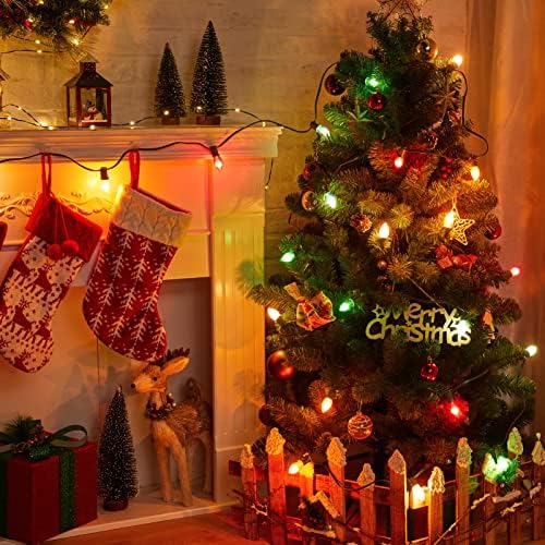 C9 אורות מיתרי חג המולד C9 צבעוניים חיצוניים, אורות עץ חג המולד וינטג '25ft לחדר פטיו חיצוני מקורה מסיבת חג מפלגת חג המולד,