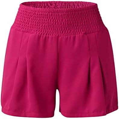 DBYLXMN פלוס גודל מכנסיים קצרים נשים מזדמנים קיץ מזדמן קיץ מזויף מותניים אלסטיים פרטים נוחים מכנסיים קצרים חוף ריצה