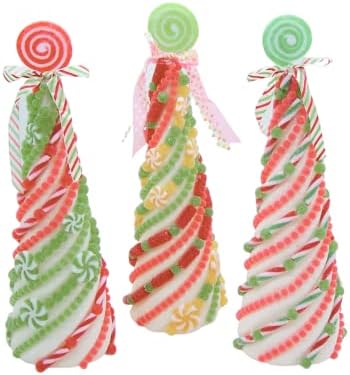 מסטיק חלבון חלבית טיפת עצי חג מולד, סט של 3, צבעים ועיצובים שונים, עיצוב חג בודד, 16 אינץ '