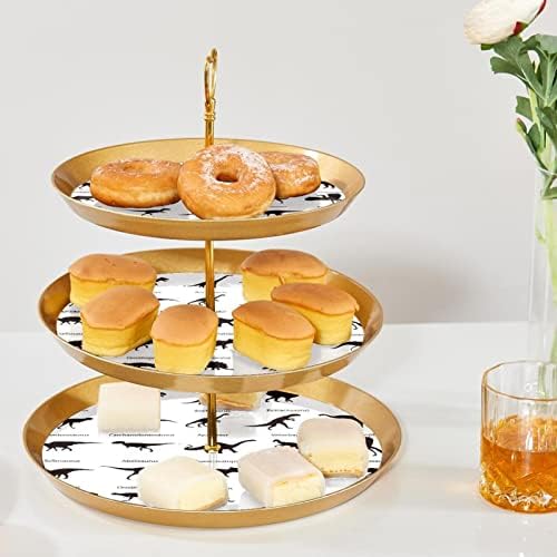 LYETNY 3 עוגת קינוח קינוח דוכן עמדת מאפה של קאפקייקס זהב למסיבת תה, חתונה ויום הולדת, דינוזאורים שונים